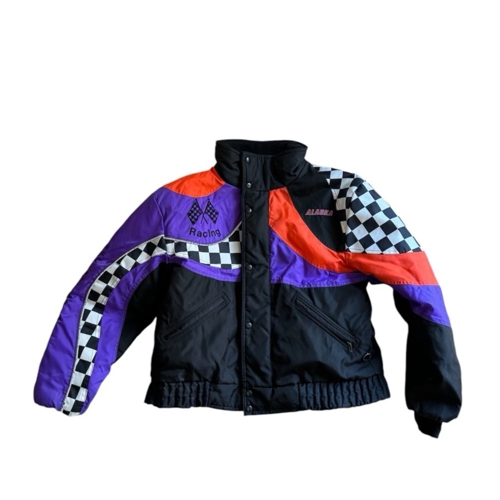 VTG ‘90s Alaska Racing Jacket Black Purple Orange Size: S